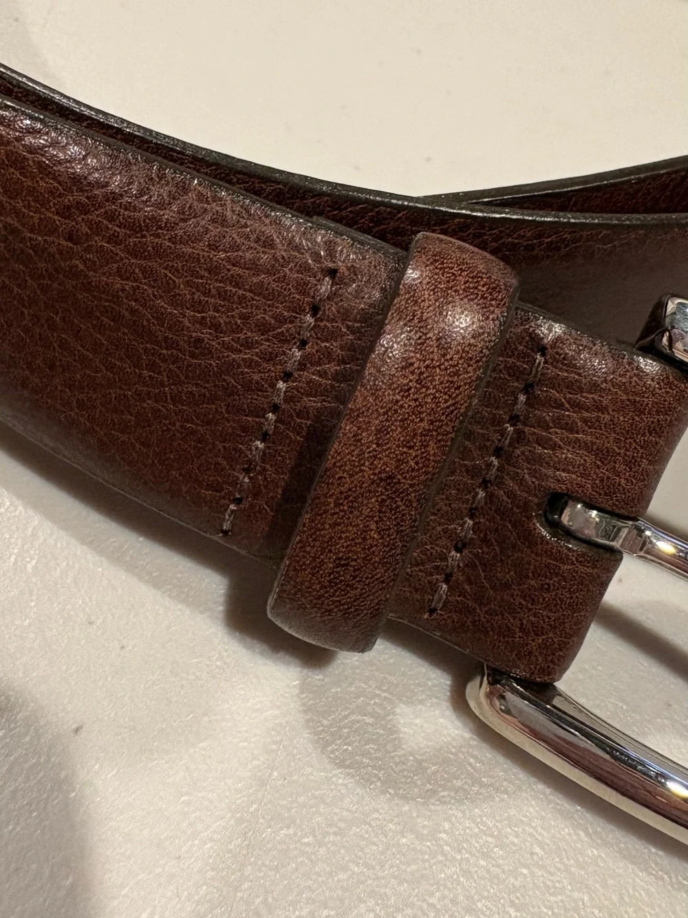 Torino - Men's Leather Italian Glazed Milled Calfskin Belt - Brown. Size 42